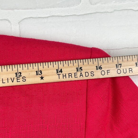 Kasper ASL Dress Women 8 Pink Woven Asymmetical Gold Button Classic 80s VTG - Picture 10 of 12